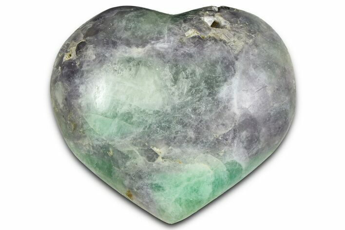 Polished Fluorescent Green and Purple Fluorite Heart - Madagascar #371747